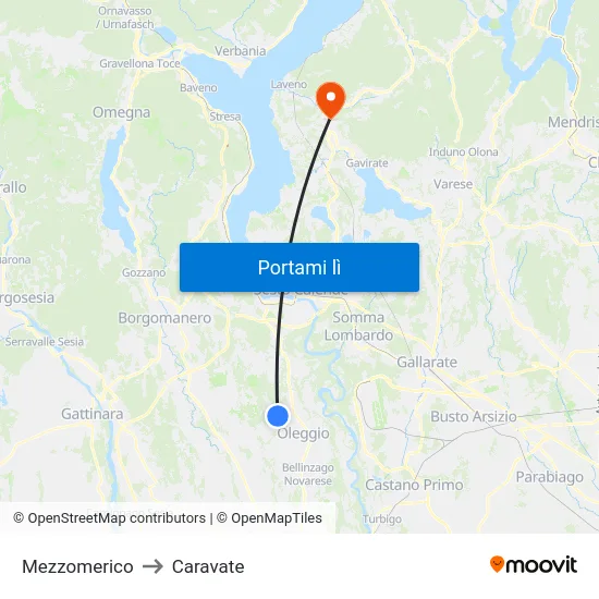 Mezzomerico to Caravate map