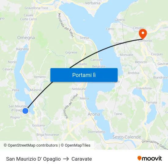 San Maurizio D' Opaglio to Caravate map