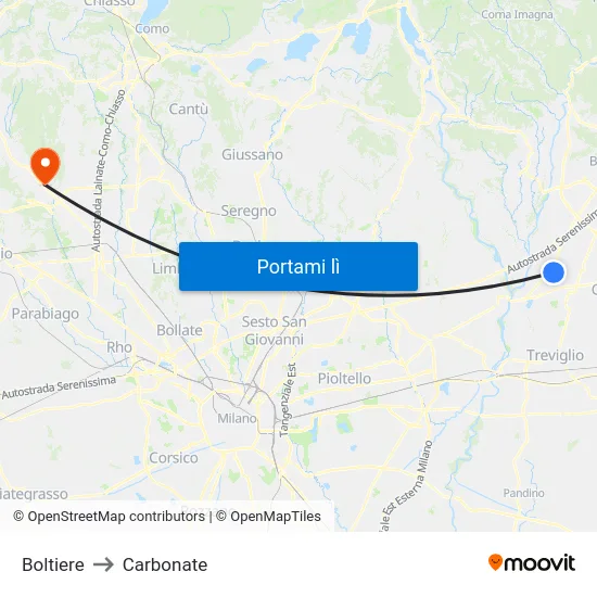 Boltiere to Carbonate map