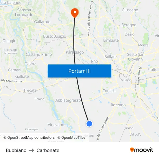 Bubbiano to Carbonate map
