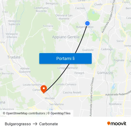 Bulgarograsso to Carbonate map