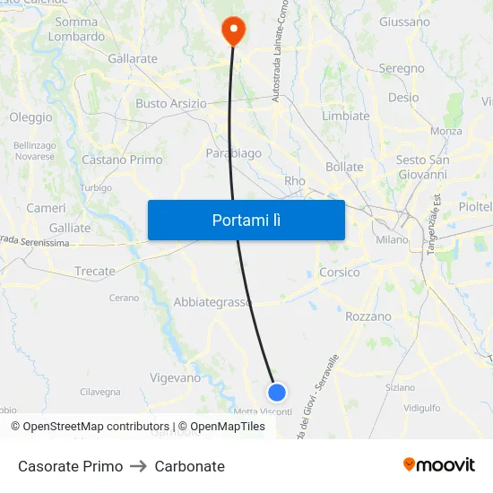 Casorate Primo to Carbonate map