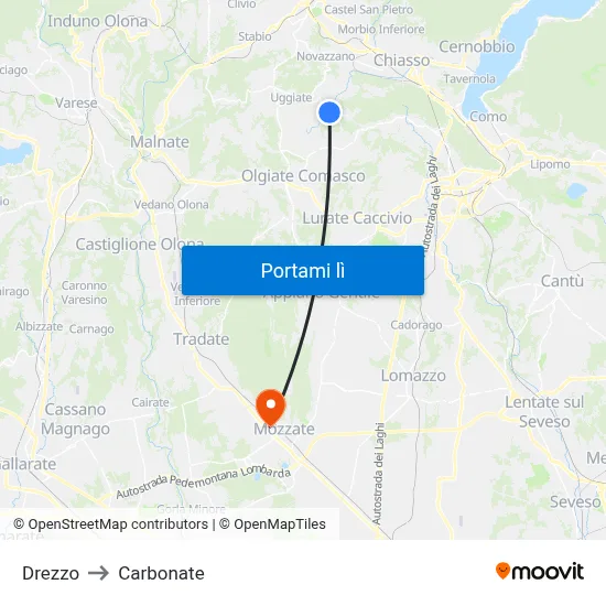 Drezzo to Carbonate map