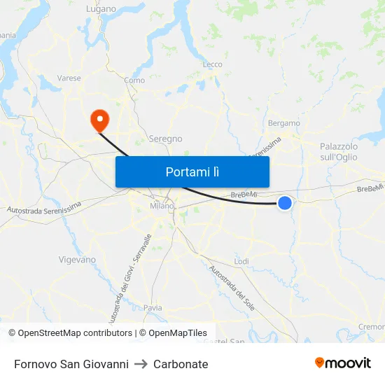 Fornovo San Giovanni to Carbonate map