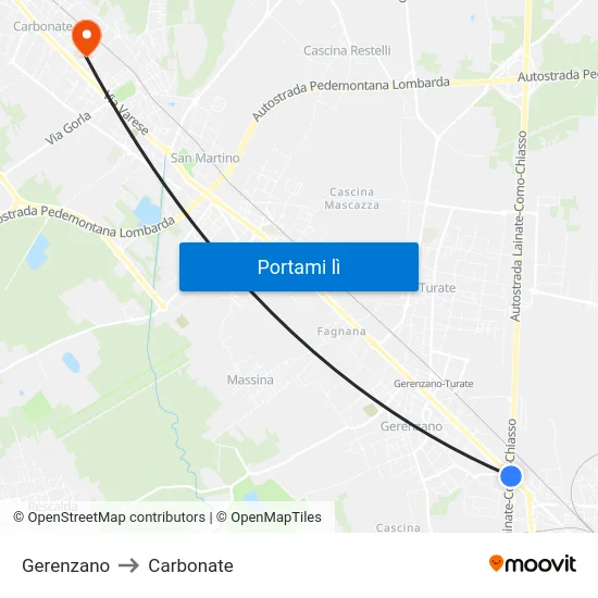 Gerenzano to Carbonate map