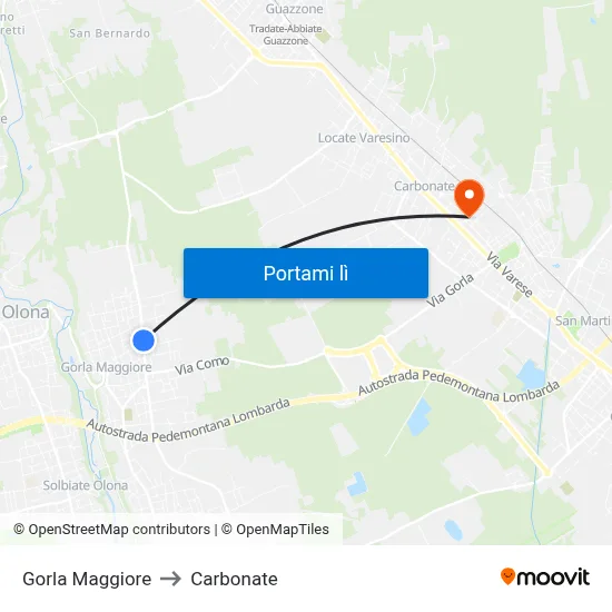 Gorla Maggiore to Carbonate map