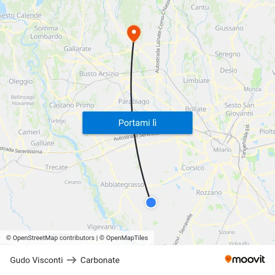 Gudo Visconti to Carbonate map