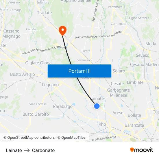 Lainate to Carbonate map