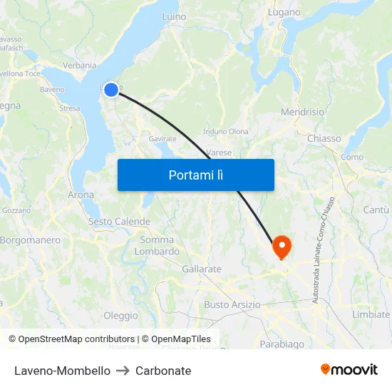 Laveno-Mombello to Carbonate map