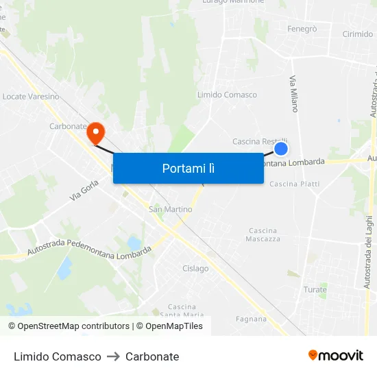 Limido Comasco to Carbonate map