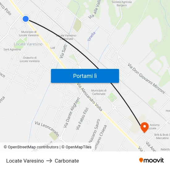 Locate Varesino to Carbonate map