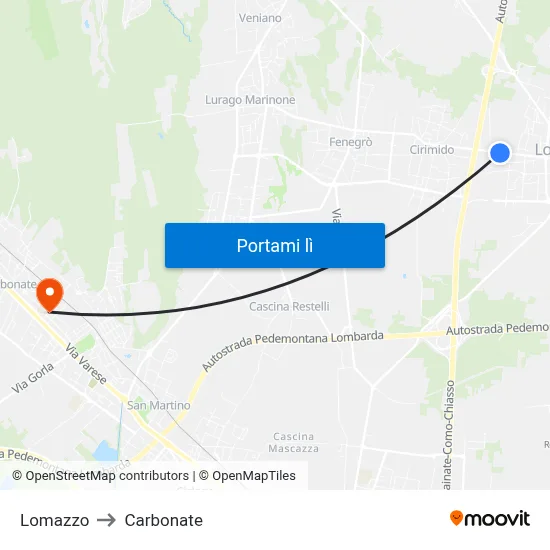 Lomazzo to Carbonate map