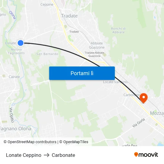 Lonate Ceppino to Carbonate map