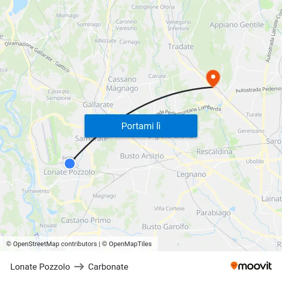 Lonate Pozzolo to Carbonate map