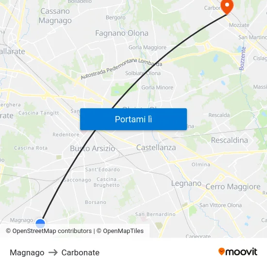 Magnago to Carbonate map