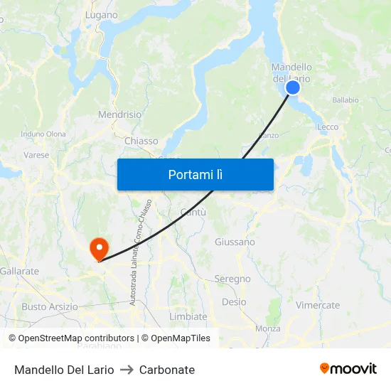 Mandello Del Lario to Carbonate map