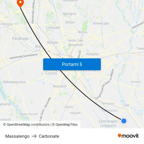 Massalengo to Carbonate map