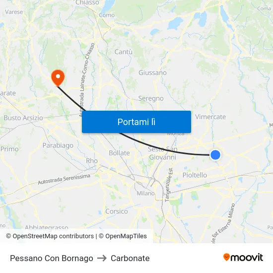 Pessano Con Bornago to Carbonate map