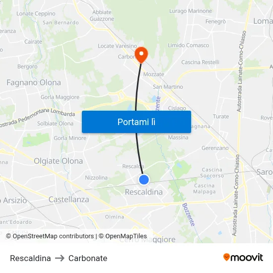 Rescaldina to Carbonate map