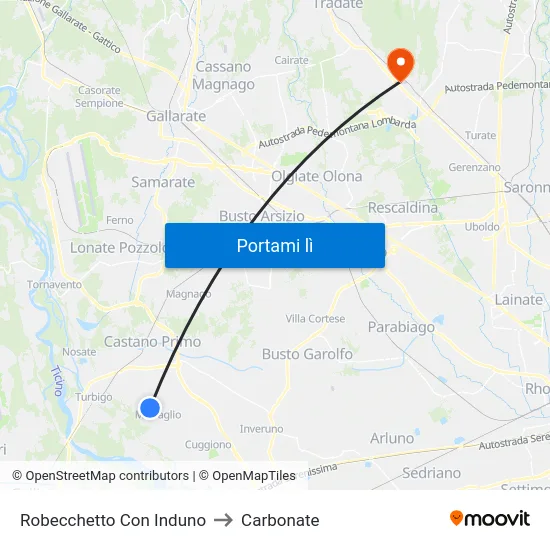 Robecchetto Con Induno to Carbonate map