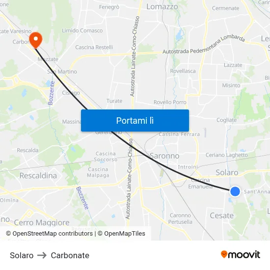 Solaro to Carbonate map