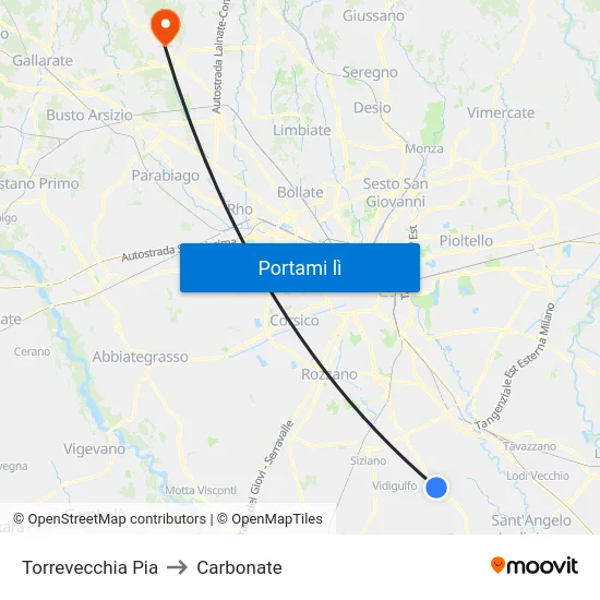Torrevecchia Pia to Carbonate map