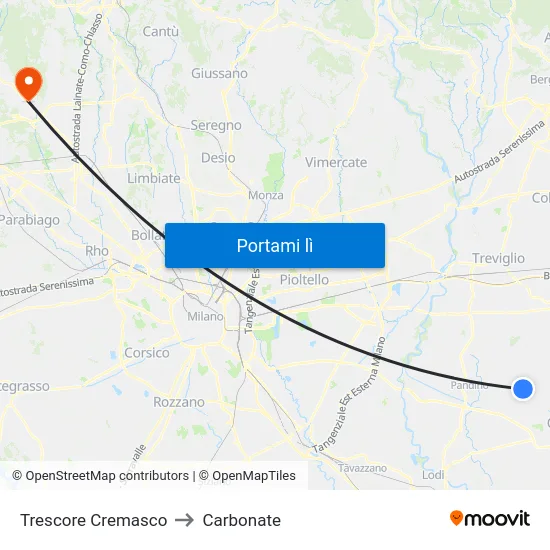 Trescore Cremasco to Carbonate map