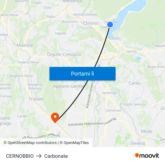 CERNOBBIO to Carbonate map