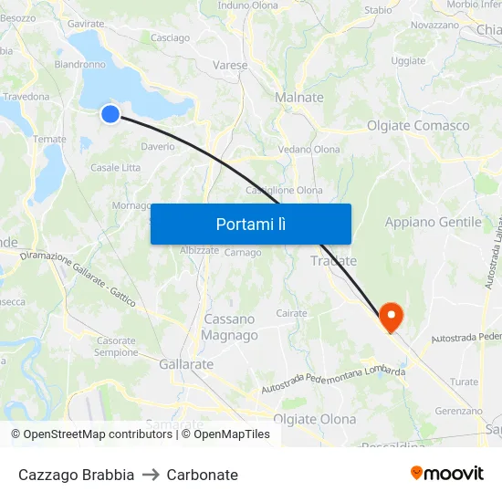 Cazzago Brabbia to Carbonate map