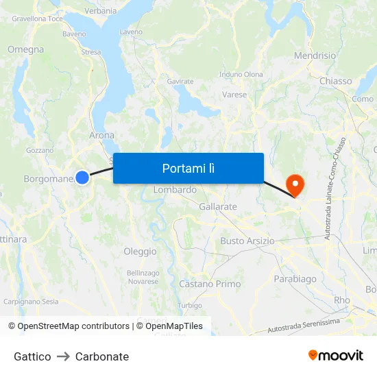 Gattico to Carbonate map