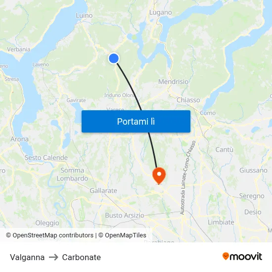 Valganna to Carbonate map