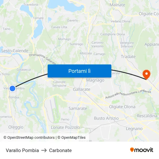 Varallo Pombia to Carbonate map