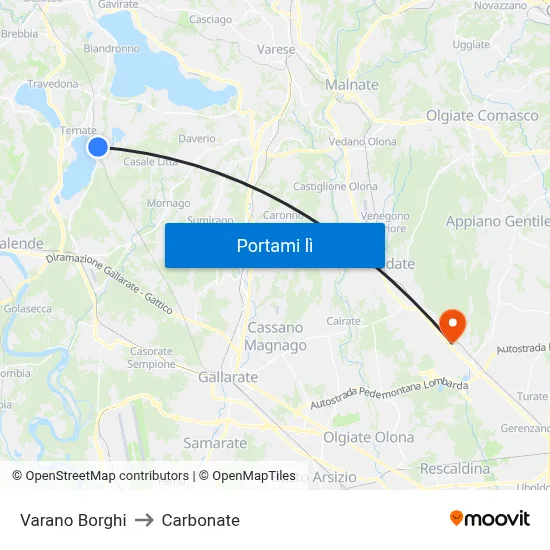 Varano Borghi to Carbonate map