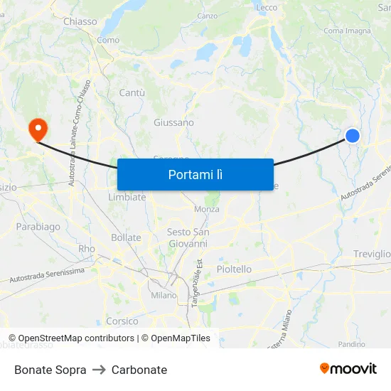 Bonate Sopra to Carbonate map