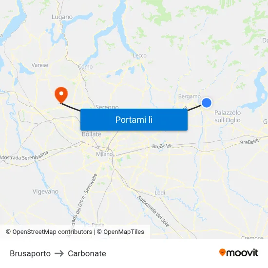 Brusaporto to Carbonate map
