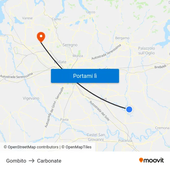 Gombito to Carbonate map