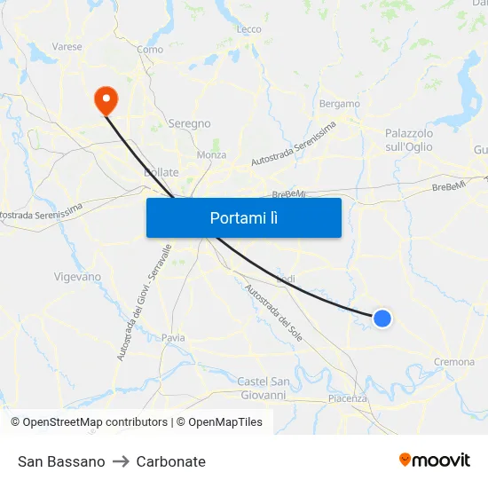 San Bassano to Carbonate map