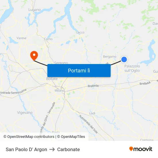 San Paolo D' Argon to Carbonate map