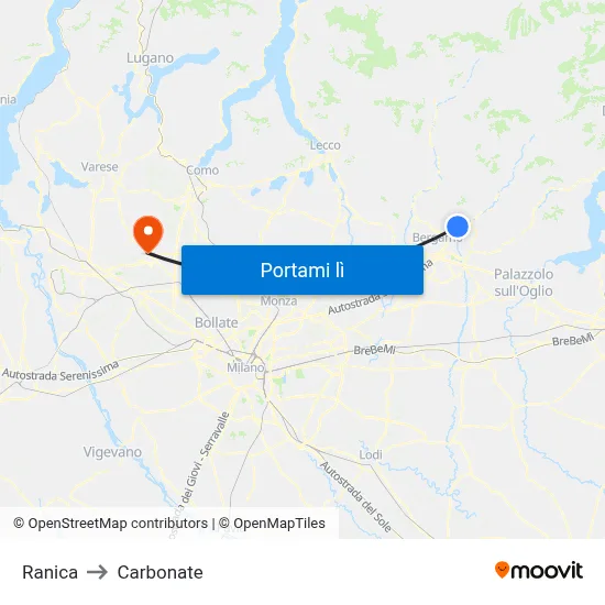 Ranica to Carbonate map