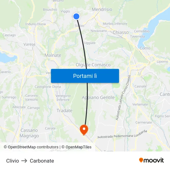 Clivio to Carbonate map