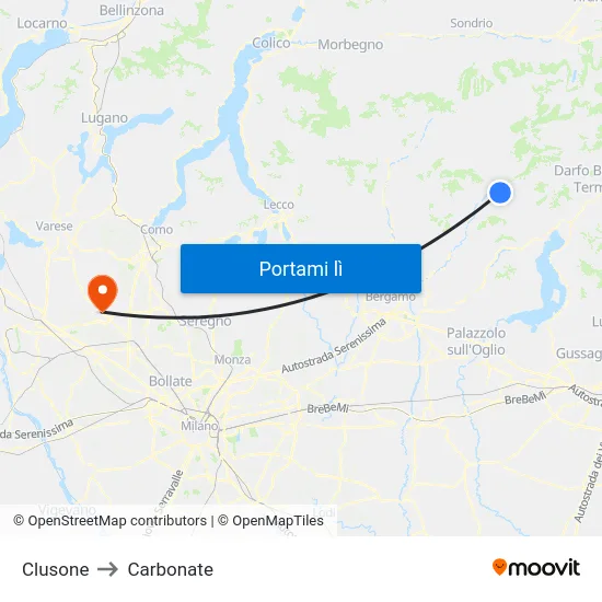 Clusone to Carbonate map