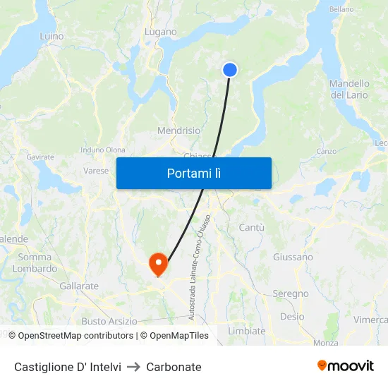Castiglione D' Intelvi to Carbonate map