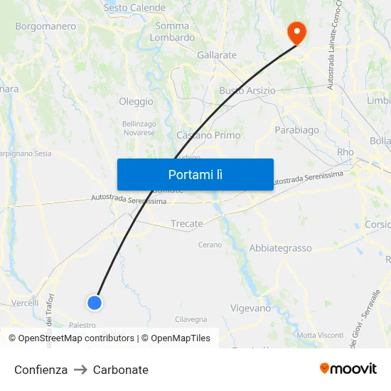 Confienza to Carbonate map