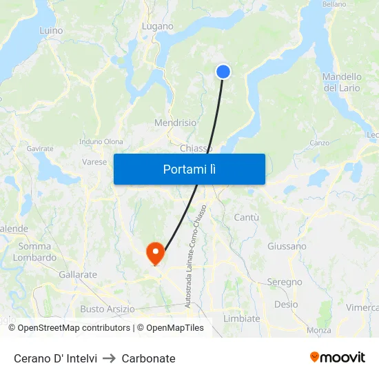 Cerano D' Intelvi to Carbonate map