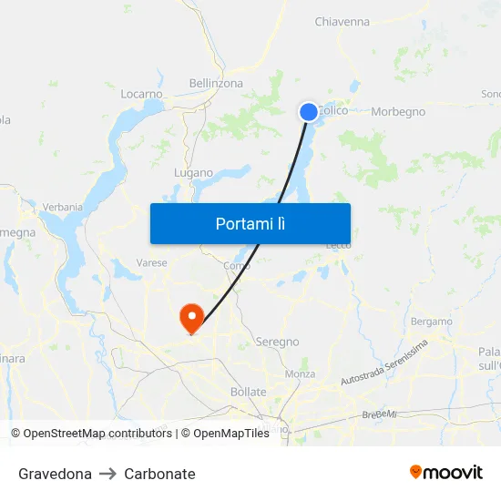 Gravedona to Carbonate map