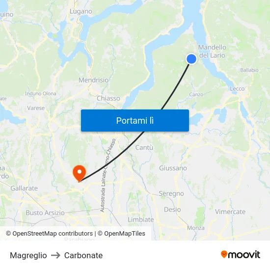 Magreglio to Carbonate map