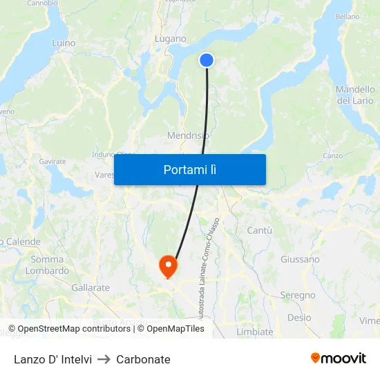 Lanzo D' Intelvi to Carbonate map
