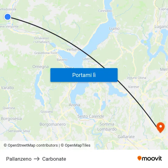 Pallanzeno to Carbonate map