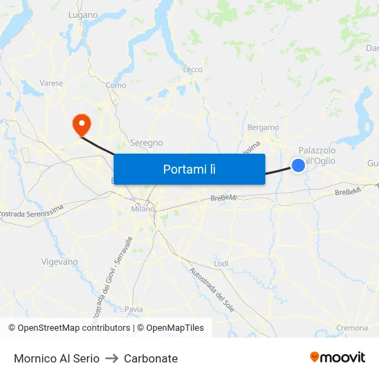 Mornico Al Serio to Carbonate map