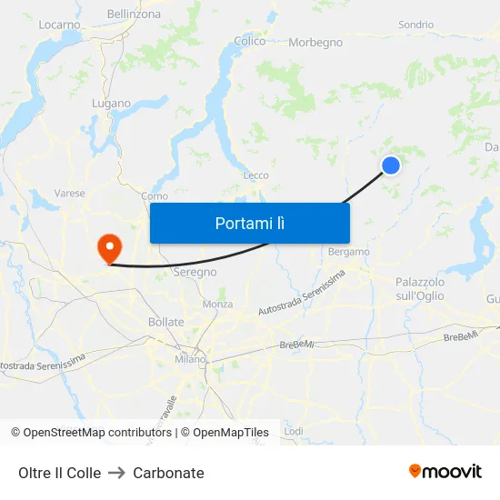 Oltre Il Colle to Carbonate map